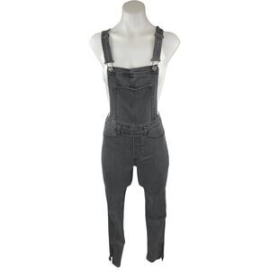 H&M Divided Black Sleeveless Ankle Zip Skinny Denim Jeans Overalls Jumpsuit Sz 4